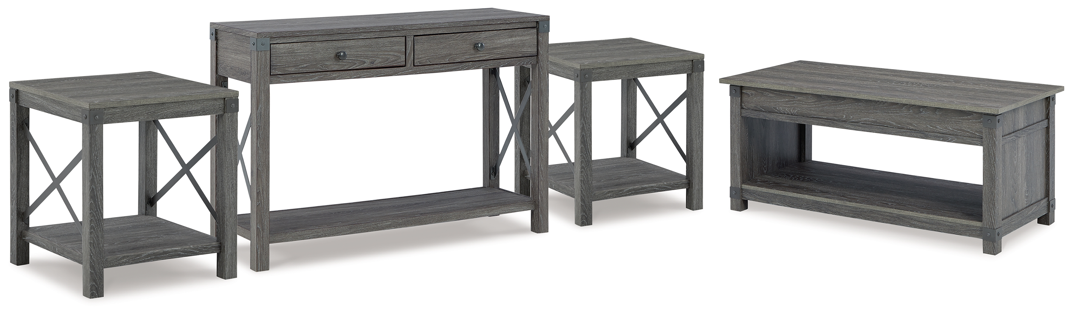 Freedan Lift-top Coffee Table, 2 End Tables and Console - Ashley Direct