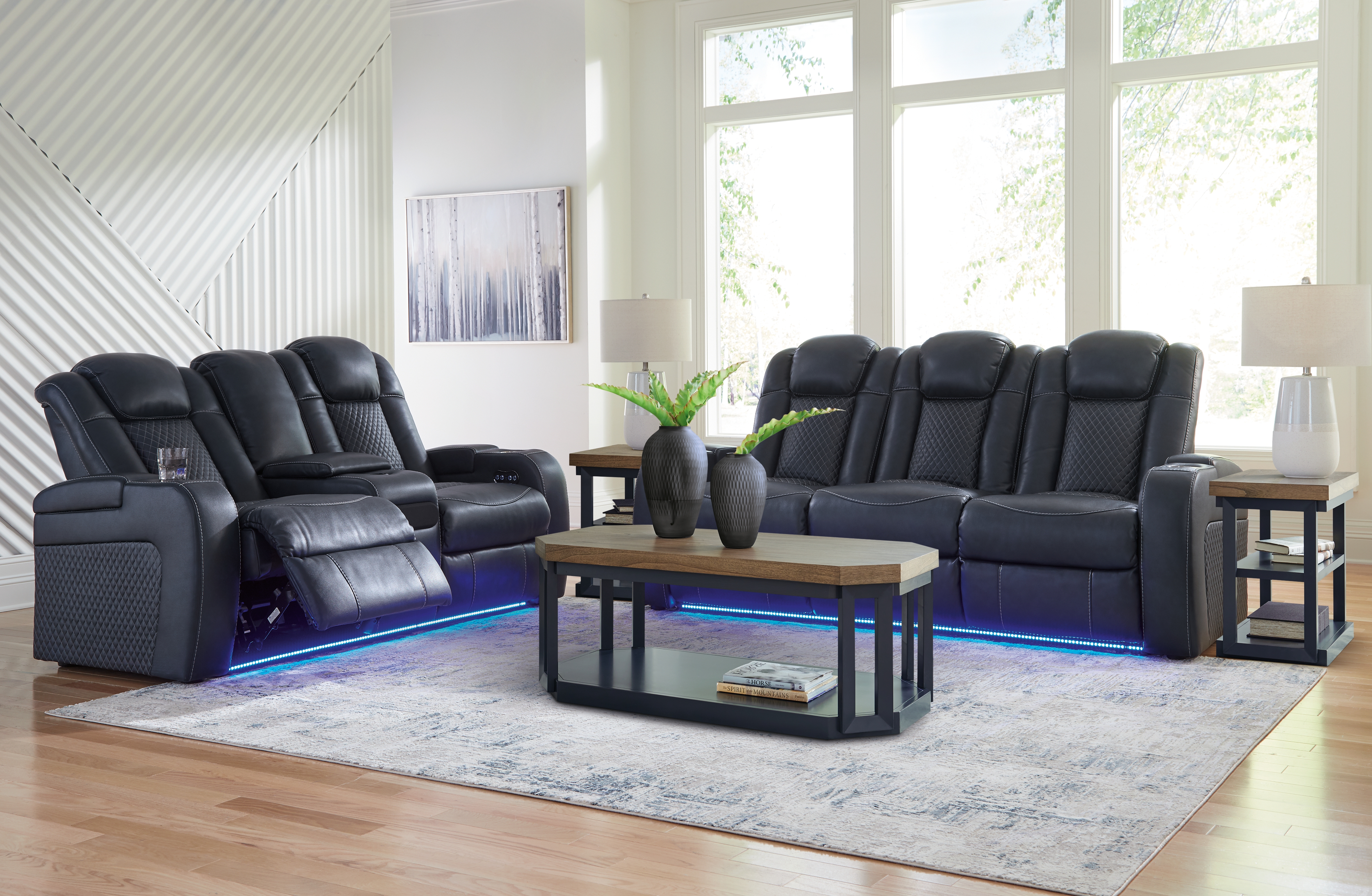 Fyne-Dyme Power Reclining Sofa, Loveseat and Recliner - Ashley Direct