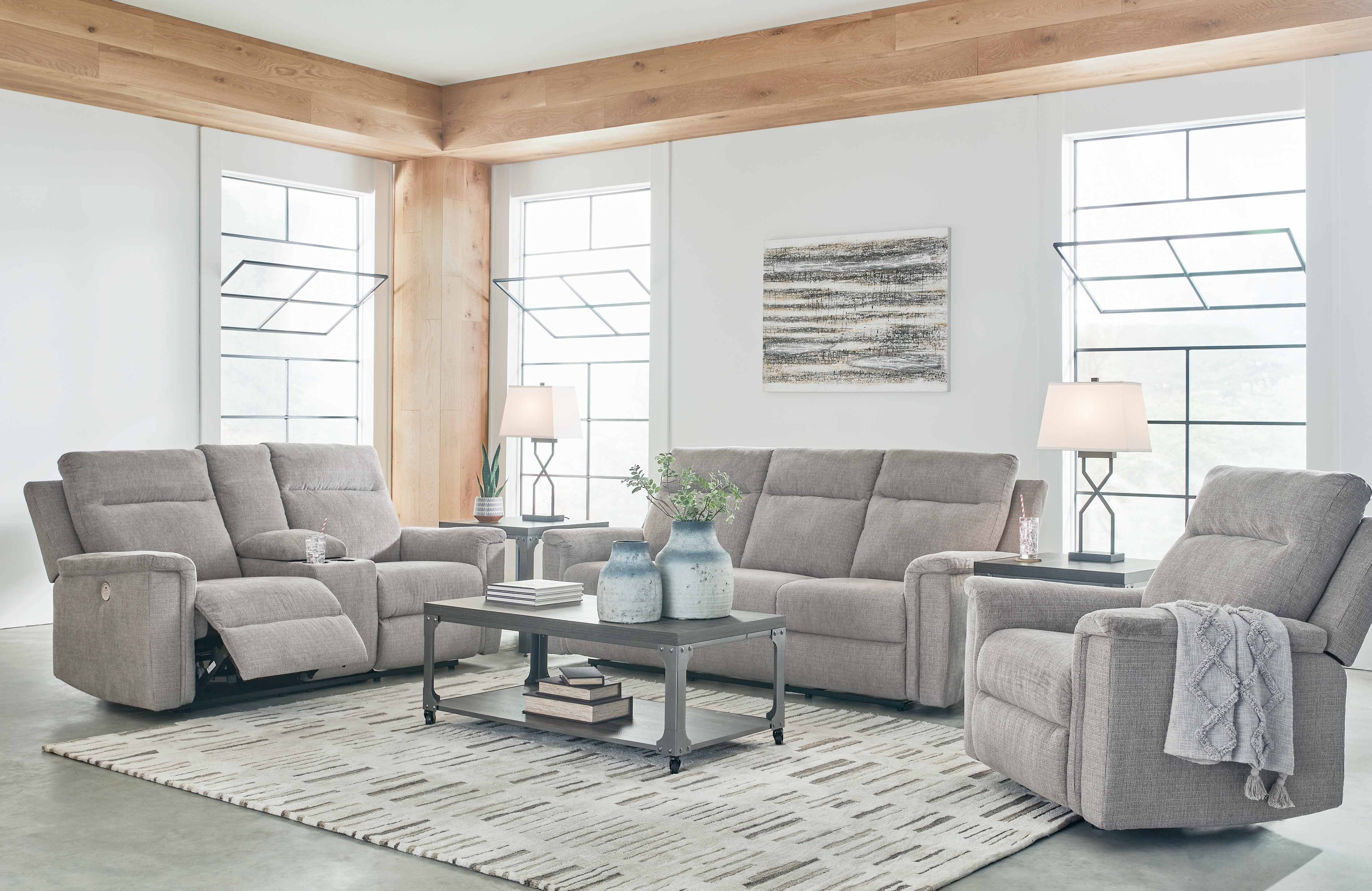 Barnsana Power Reclining Sofa, Loveseat and Recliner - Ashley Direct