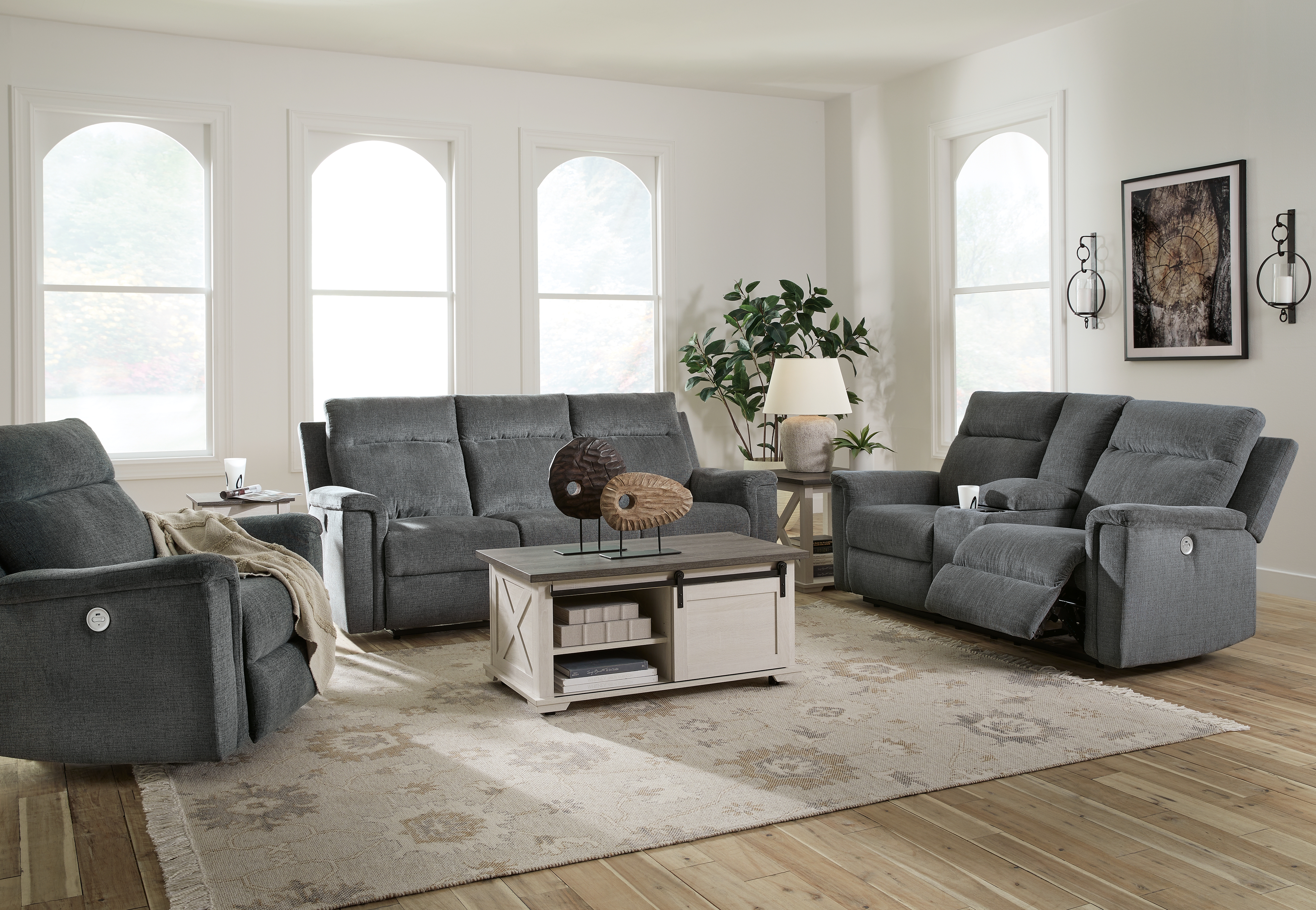 Barnsana Power Reclining Sofa, Loveseat and Recliner - Ashley Direct