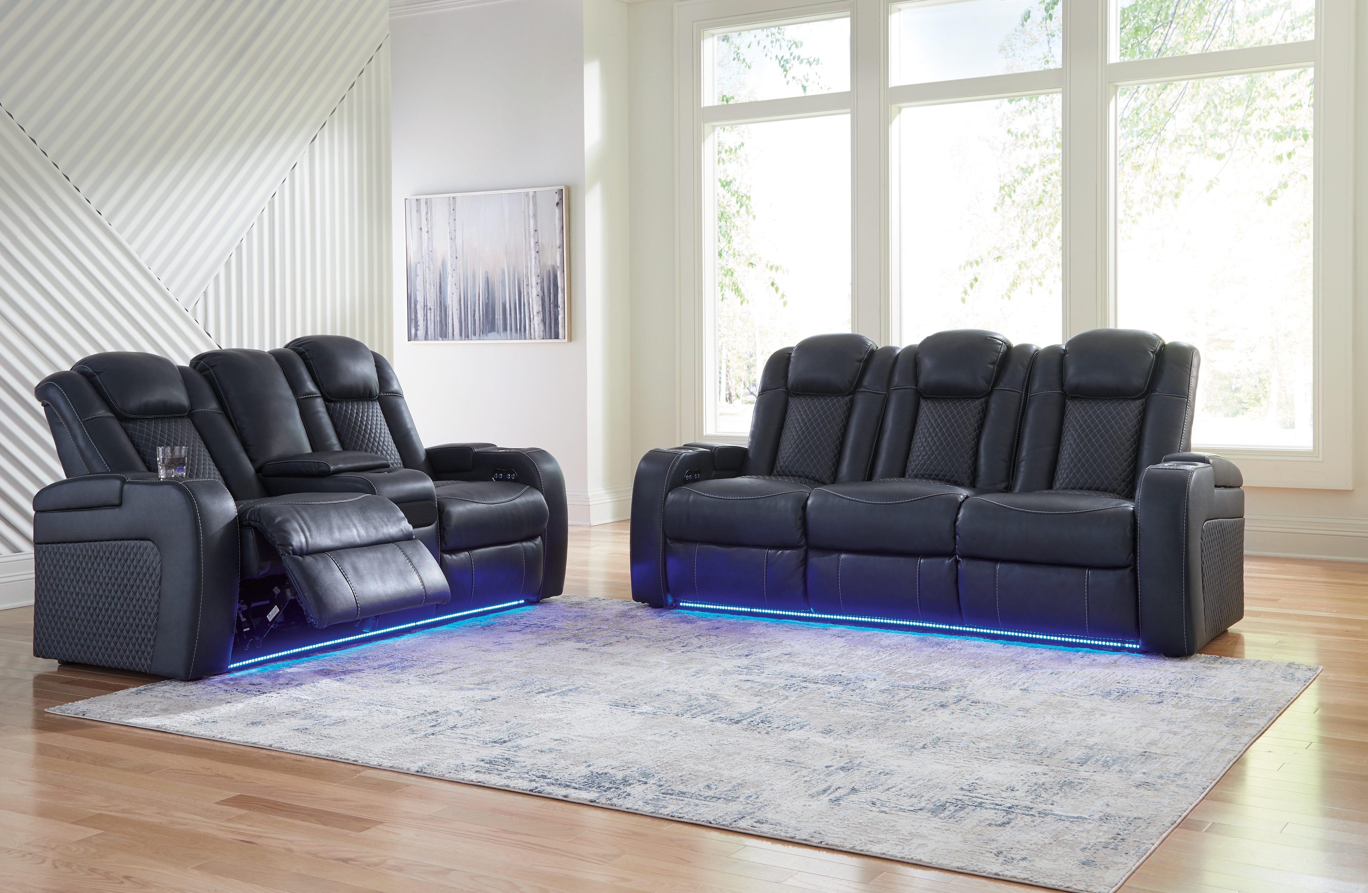 Fyne-Dyme Power Reclining Sofa and Loveseat - Ashley Direct