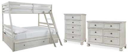 Robbinsdale Twin over Full Bunk Bed, Dresser and Chest - Ashley Direct