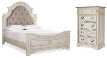 Realyn Queen Upholstered Panel Bed and Chest - Ashley Direct
