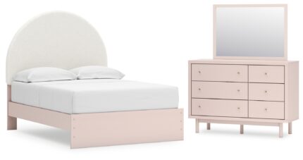 Wistenpine Full Upholstered Panel Bed, Dresser and Mirror - Ashley Direct