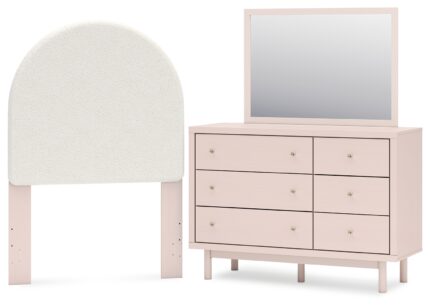 Wistenpine Twin Upholstered Panel Headboard, Dresser and Mirror - Ashley Direct