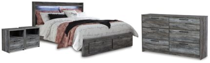 Baystorm King Storage Bed, Dresser and 2 Nightstands - Ashley Direct