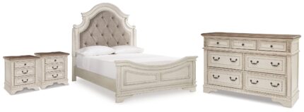 Realyn Queen Upholstered Panel Bed, Dresser and 2 Nightstands - Ashley Direct