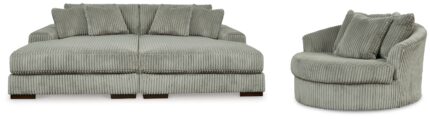 Lindyn Super Chaise with Oversized Swivel Chair - Ashley Direct