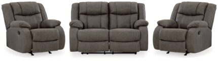 First Base Reclining Loveseat and 2 Recliners - Ashley Direct
