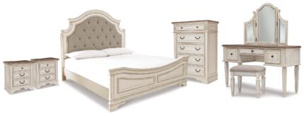 Realyn King Panel Bed, Vanity, Chest and 2 Nightstands - Ashley Direct