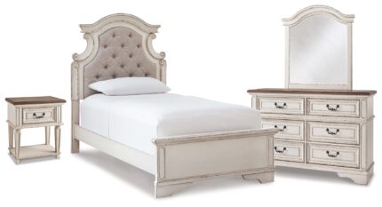 Realyn Twin Panel Bed, Dresser, Mirror and Nightstand - Ashley Direct