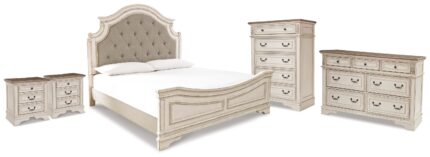 Realyn King Panel Bed, Dresser, Chest and 2 Nightstands - Ashley Direct