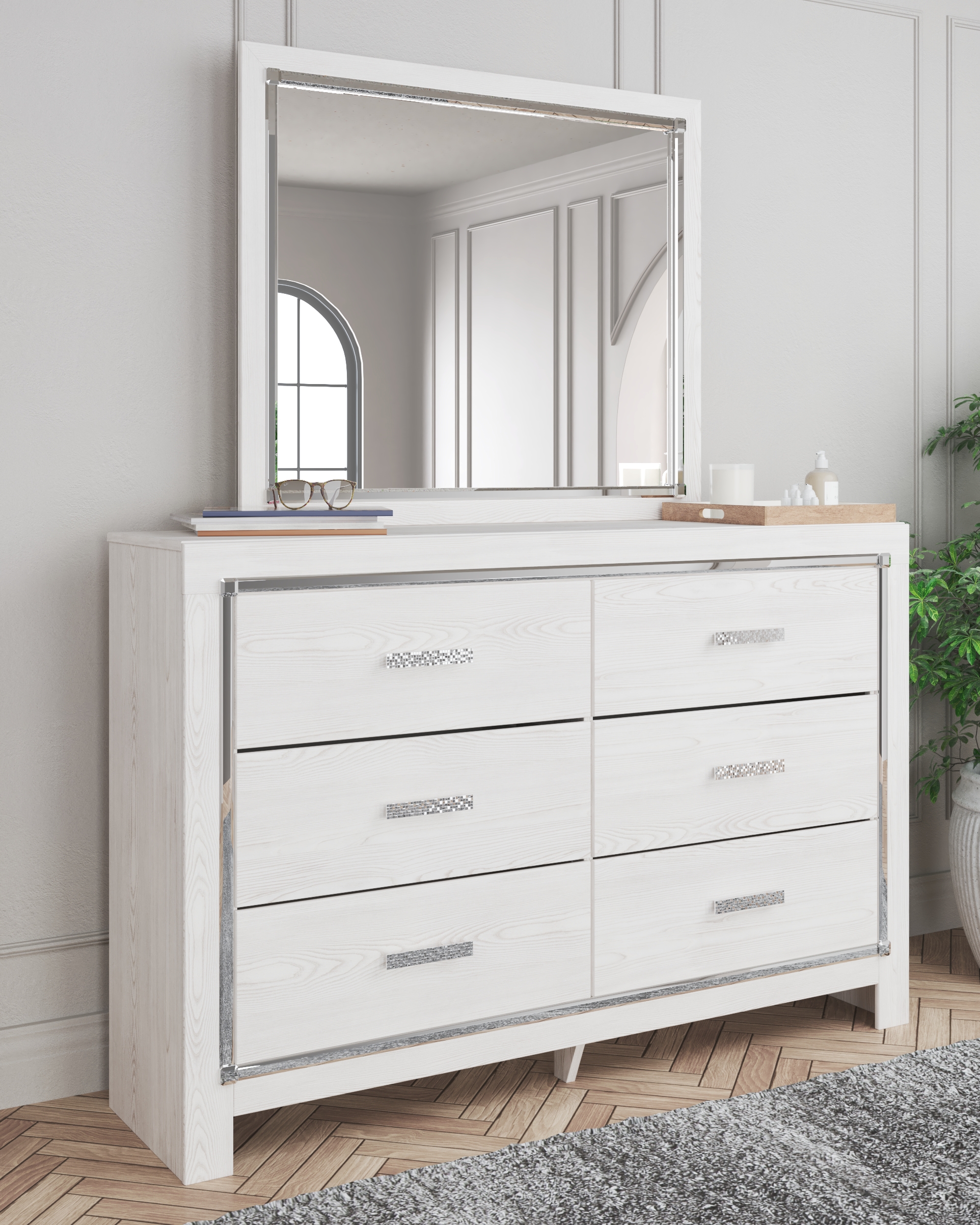 Altyra Queen Panel Storage Bed with Mirrored Dresser and Nightstand product image