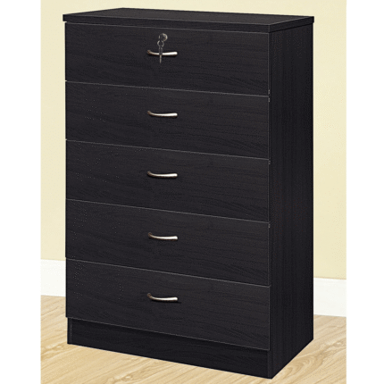 CS116-BLK-U 5 Drawer Chest with One Lockable Drawer In Black By ID USA product image