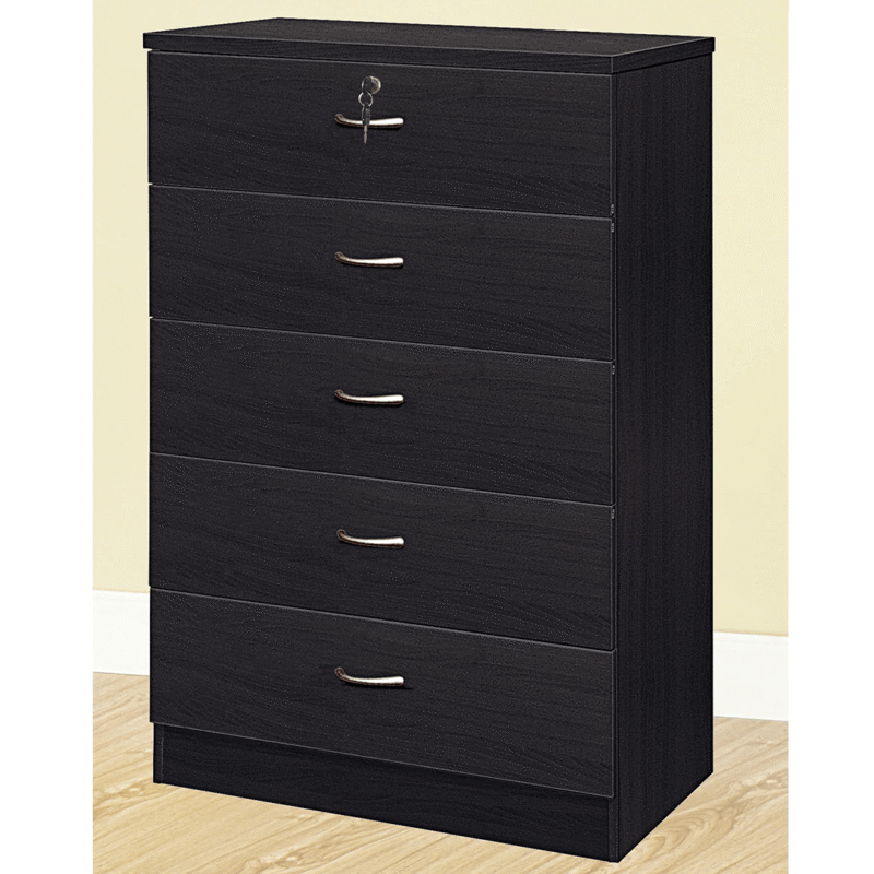 CS116-BLK-U 5 Drawer Chest with One Lockable Drawer In Black By ID USA product image