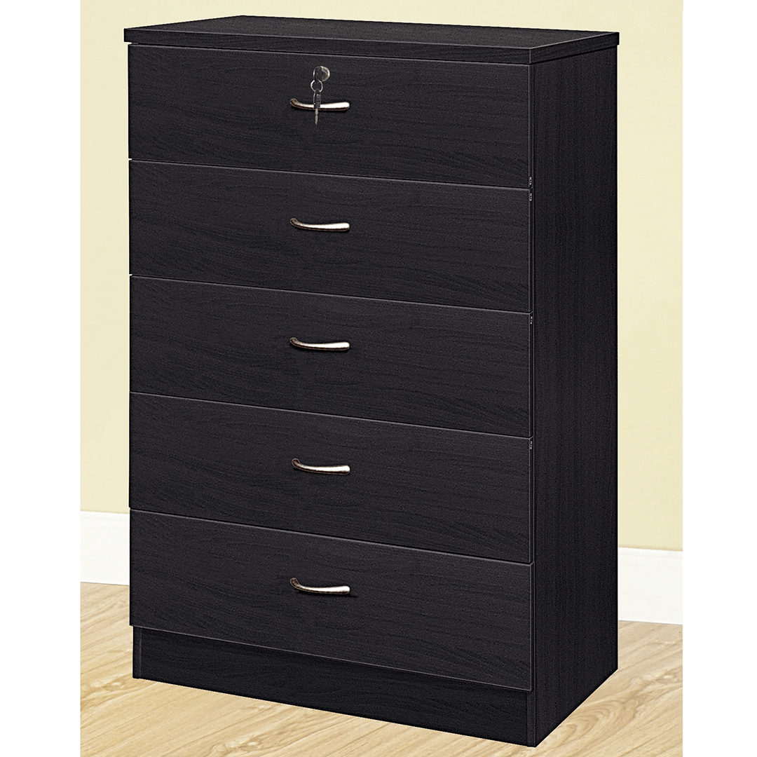 CS116-BLK-U 5 Drawer Chest with One Lockable Drawer In Black By ID USA product image