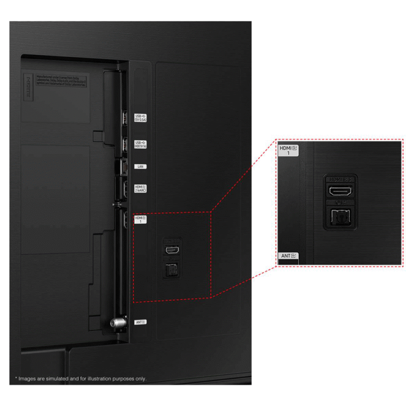 UN65DU8000F Samsung 65″ Smart 4K TV ports product image