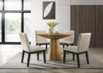 Jasper Driftwood Finish 5 Piece 47" Contemporary Round Dining Table Set with Pedestal Base and Black Finish Chairs product image
