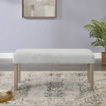 Tabitha Light Oak Finish Dining Bench with Light Gray Fabric product image