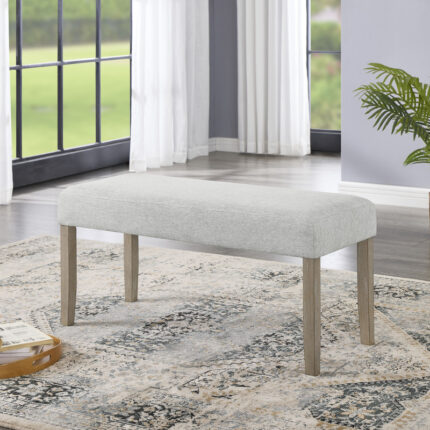 Tabitha Light Oak Finish Dining Bench with Light Gray Fabric product image