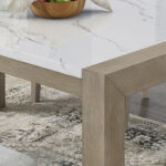 Tabitha 66" Rectangular White Faux Marble Top Dining Table in Light Oak Finish product image