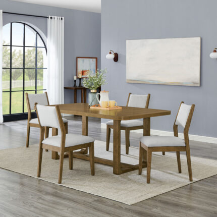 Darla 5Pc 72" Rectangular Walnut Oak Finish Sled Dining Set product image