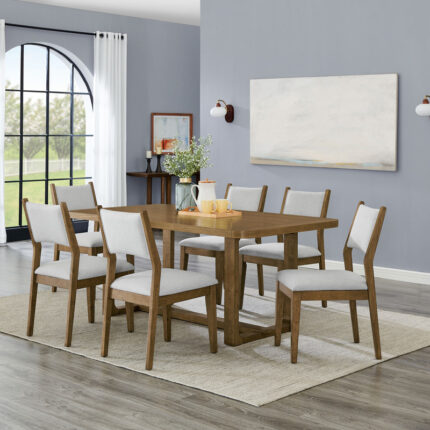 Darla 7Pc 72" Rectangular Walnut Oak Finish Sled Dining Set product image