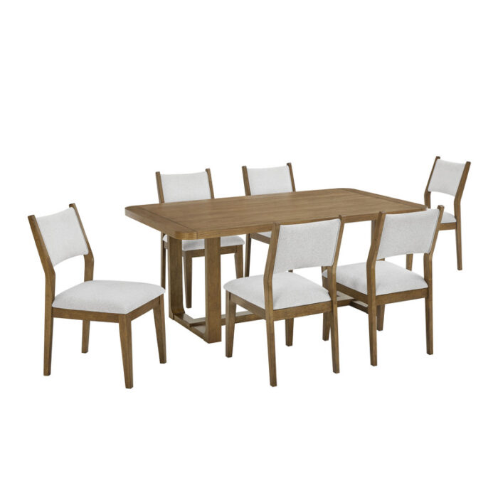 Darla 7Pc 72" Rectangular Walnut Oak Finish Sled Dining Set product image