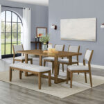 Darla 6Pc 72" Rectangular Walnut Oak Finish Sled Dining Set with Bench product image