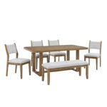Darla 6Pc 72" Rectangular Walnut Oak Finish Sled Dining Set with Bench product image