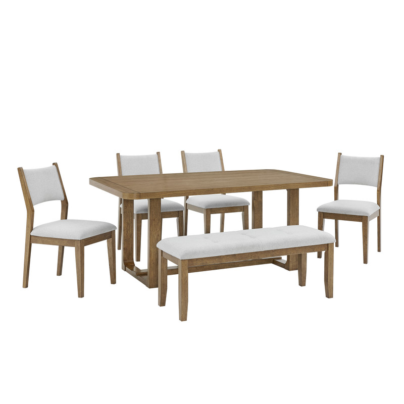 Darla 6Pc 72" Rectangular Walnut Oak Finish Sled Dining Set with Bench Darla 6Pc 72" Rectangular Walnut Oak Finish Sled Dining Set with Bench product image