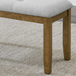 Darla Walnut Oak Dining Bench in Light Gray Fabric with Tufting product image