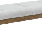 Darla Walnut Oak Dining Bench in Light Gray Fabric with Tufting product image