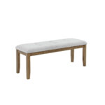 Darla Walnut Oak Dining Bench in Light Gray Fabric with Tufting product image