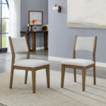 Darla Set of 2 Walnut Oak Dining Side Chairs with Light Gray Fabric product image