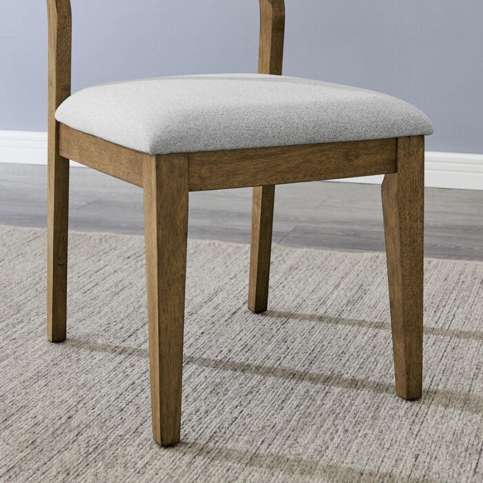 Darla Set of 2 Walnut Oak Dining Side Chairs with Light Gray Fabric product image