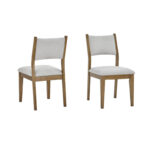 Darla Set of 2 Walnut Oak Dining Side Chairs with Light Gray Fabric product image