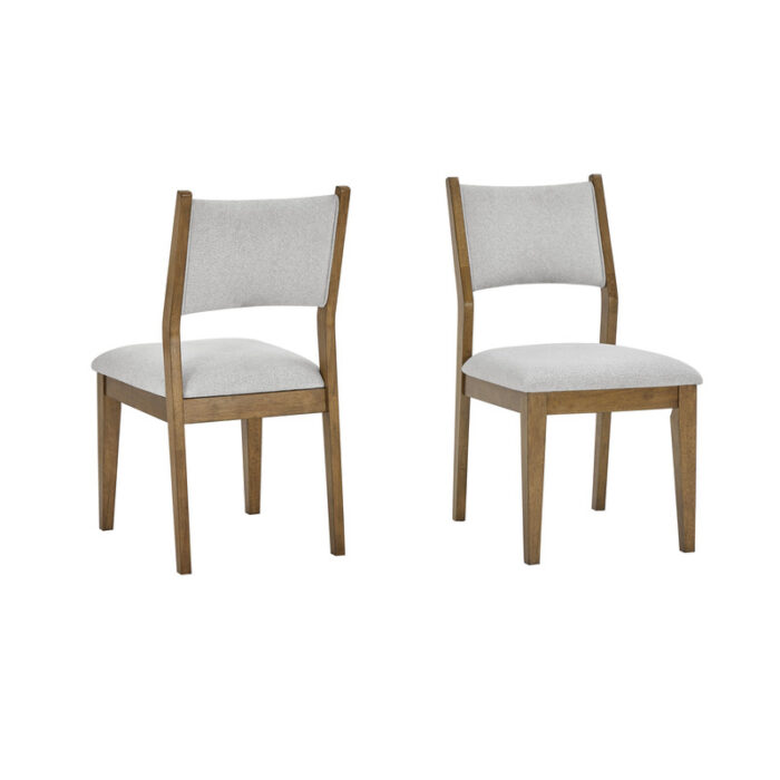 Darla Set of 2 Walnut Oak Dining Side Chairs with Light Gray Fabric product image