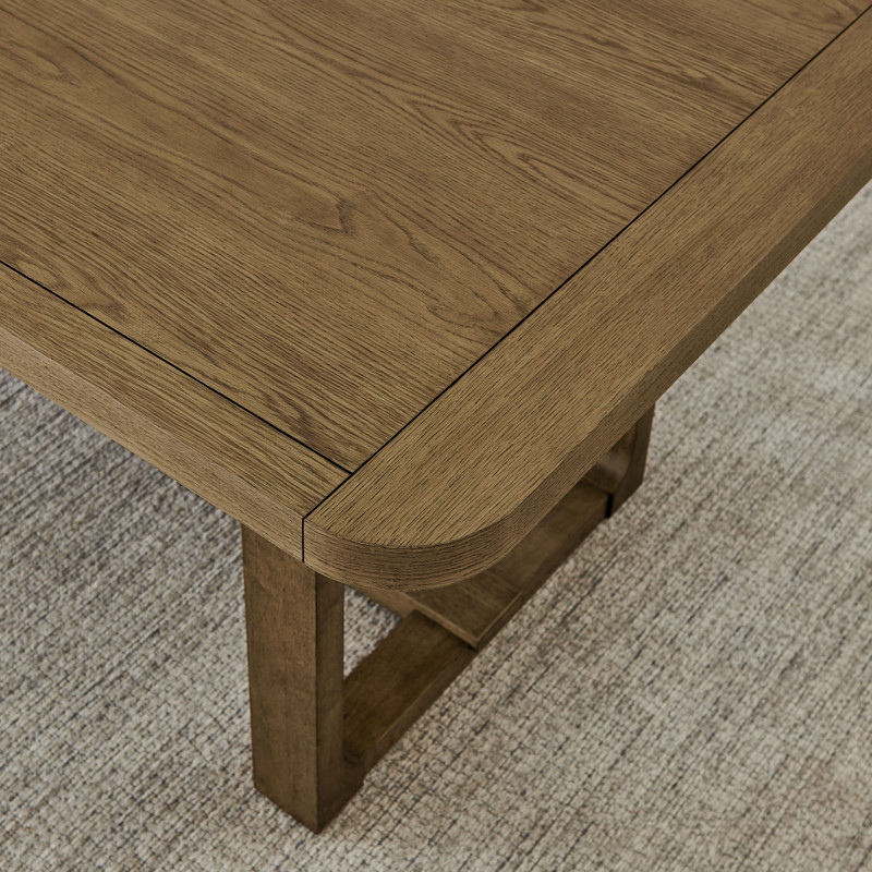 Darla 66" Rectangular Walnut Oak Sled Dining Table Darla 66" Rectangular Walnut Oak Sled Dining Table product image