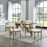 Darla 5Pc 70" Rectangular Walnut Oak Geometric Cross Base Dining Set product image