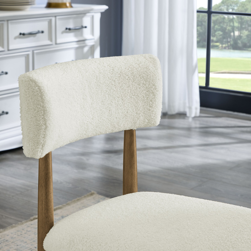 Darla Set of 2 Walnut Oak Dining Side Chairs with Beige Sherpa Fabric Darla Set of 2 Walnut Oak Dining Side Chairs with Beige Sherpa Fabric product image