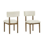 Darla Set of 2 Walnut Oak Dining Side Chairs with Beige Sherpa Fabric product image