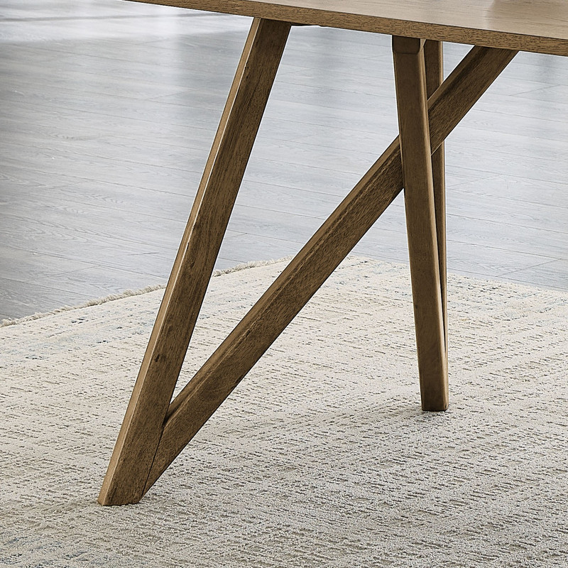Darla 70" Rectangular Walnut Oak Geometric Cross Base Dining Table Darla 70" Rectangular Walnut Oak Geometric Cross Base Dining Table product image