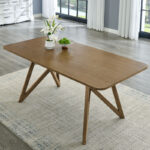 Darla 70" Rectangular Walnut Oak Geometric Cross Base Dining Table product image