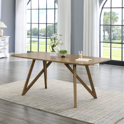 Darla 70" Rectangular Walnut Oak Geometric Cross Base Dining Table product image