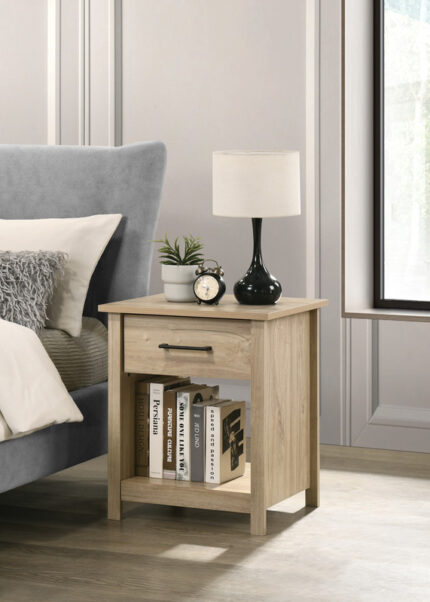 Celeste 20"W Light Oak Finish 1-Drawer Nightstand Bedside Table product image