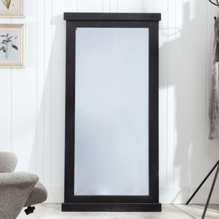 31.5 x 63 Inch Black Wooden Beveled Wall Mirror By Milton Green Stars product image