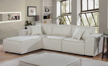 Harvey 104"W Sofa with Reversible Chaise in Beige Linen product image