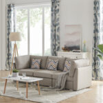 Amira 95.3"W Beige Fabric Sofa Couch with Pillows product image