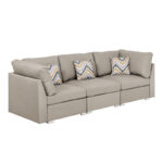 Amira 95.3"W Beige Fabric Sofa Couch with Pillows product image